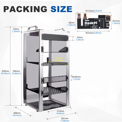 DeskPi RackMate T2 Rackmount, 12U Server Cabinet for Network, Servers, Audio, and Video Equipment