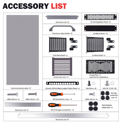 DeskPi RackMate T2 Rackmount, 12U Server Cabinet for Network, Servers, Audio, and Video Equipment