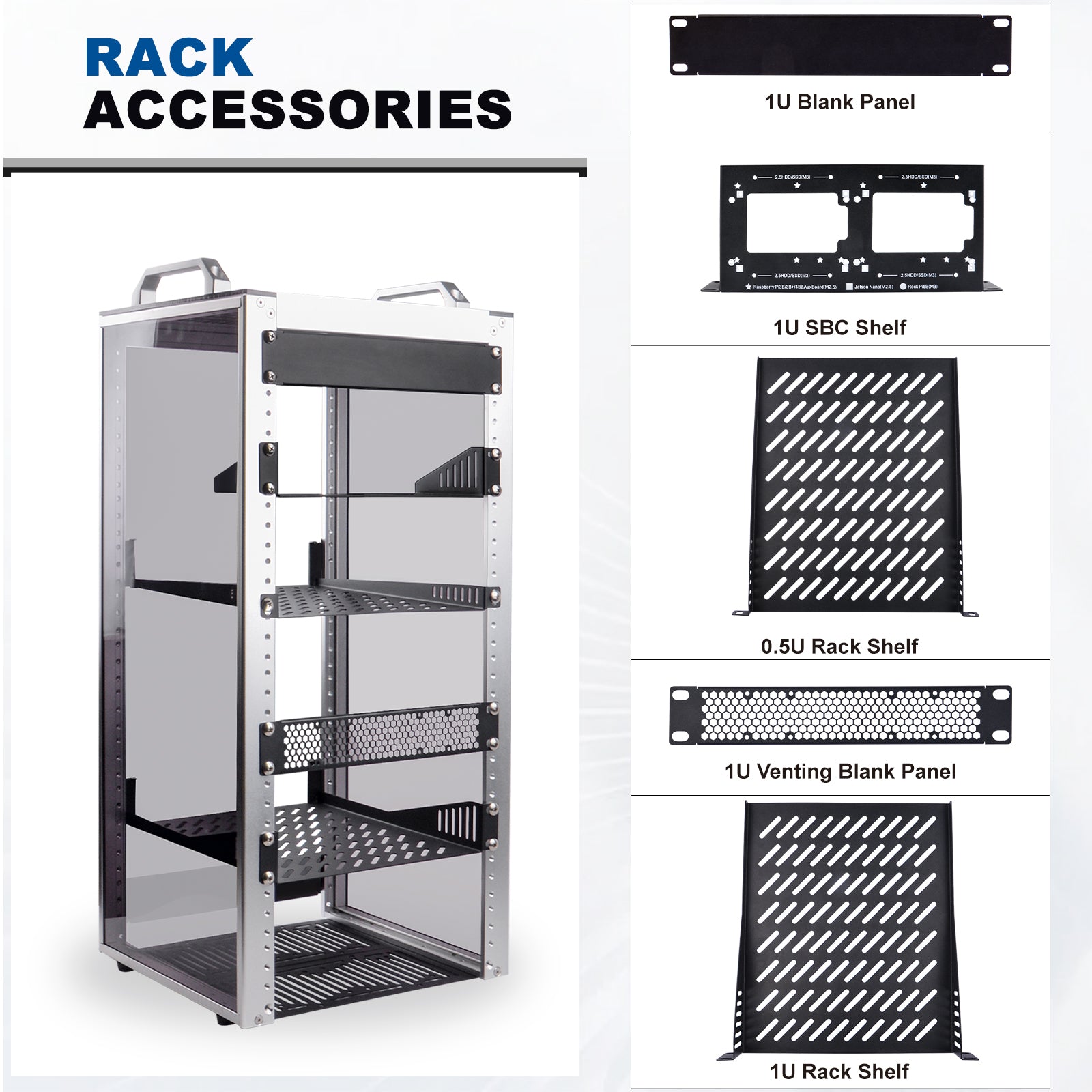 DeskPi RackMate T2 Rackmount, 12U Server Cabinet for Network, Servers ...