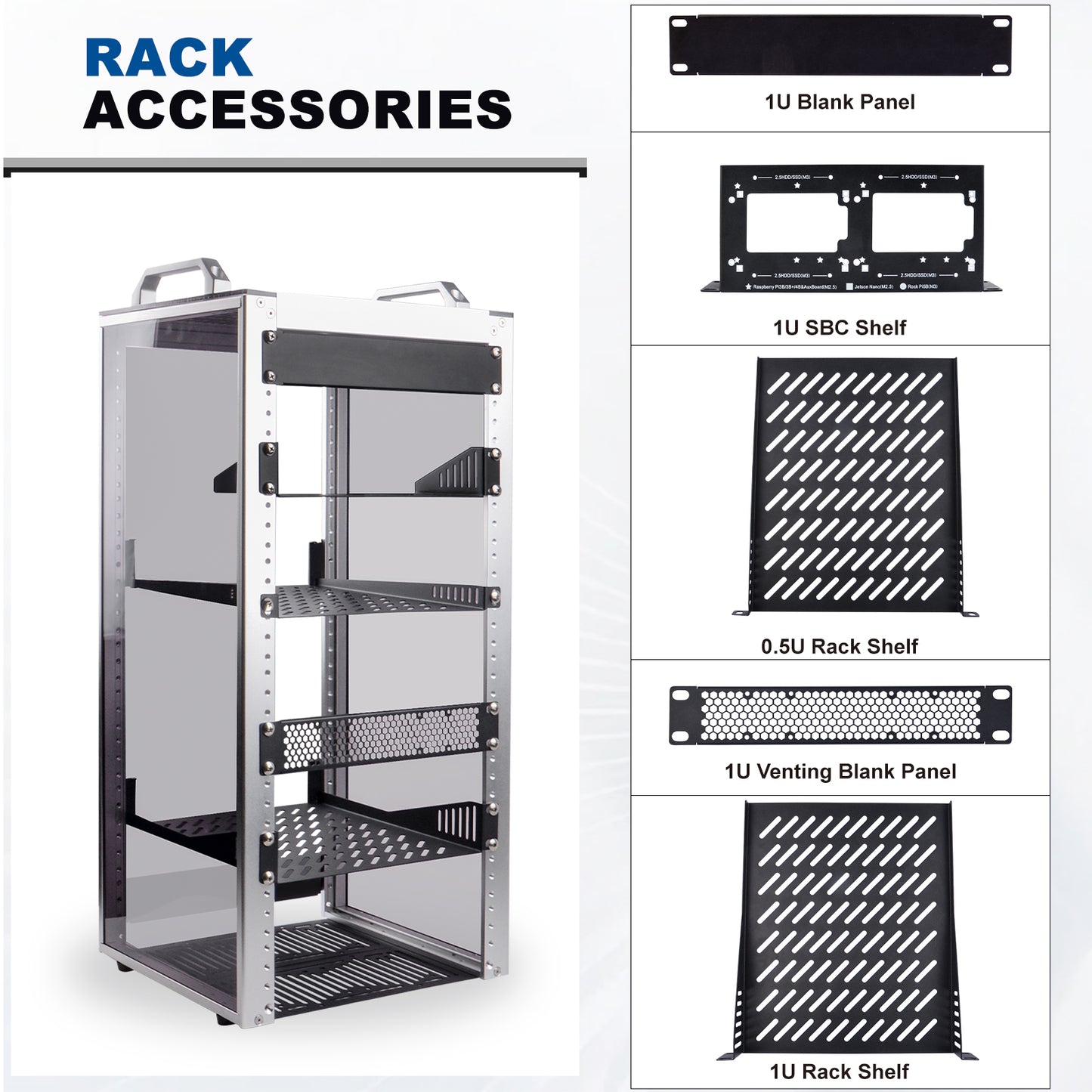 DeskPi RackMate T2 Rackmount, 12U Server Cabinet for Network, Servers, Audio, and Video Equipment