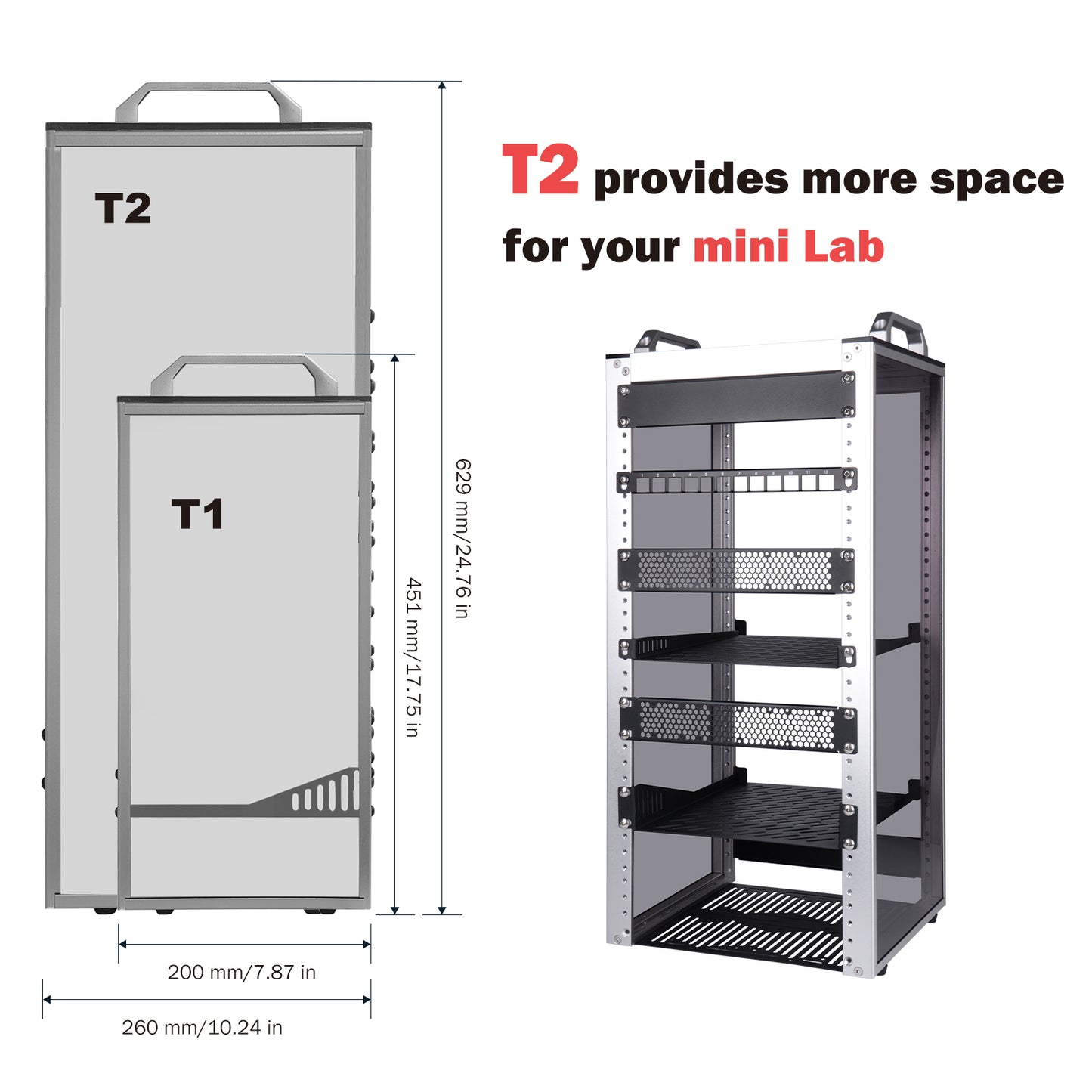 DeskPi RackMate T2 Rackmount, 12U Server Cabinet for Network, Servers, Audio, and Video Equipment