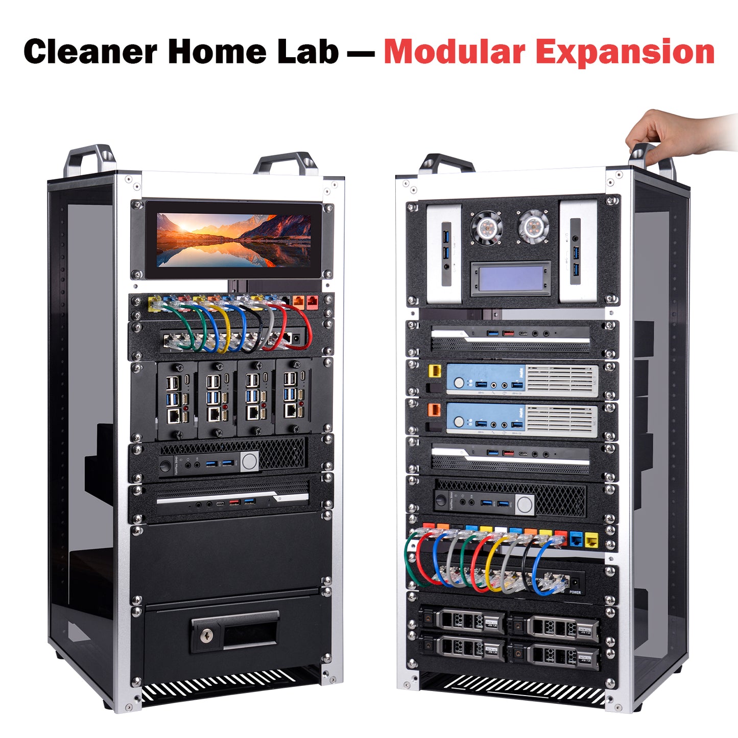 DeskPi RackMate T2 Rackmount, 12U Server Cabinet for Network, Servers, Audio, and Video Equipment