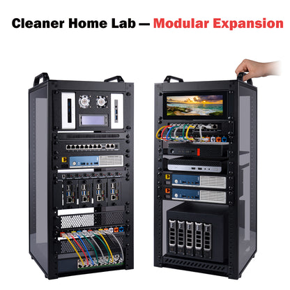 DeskPi RackMate T2 Light Version, 10 Inch Black 12U Server Cabinet for Network, Servers, Audio and Video Equipment