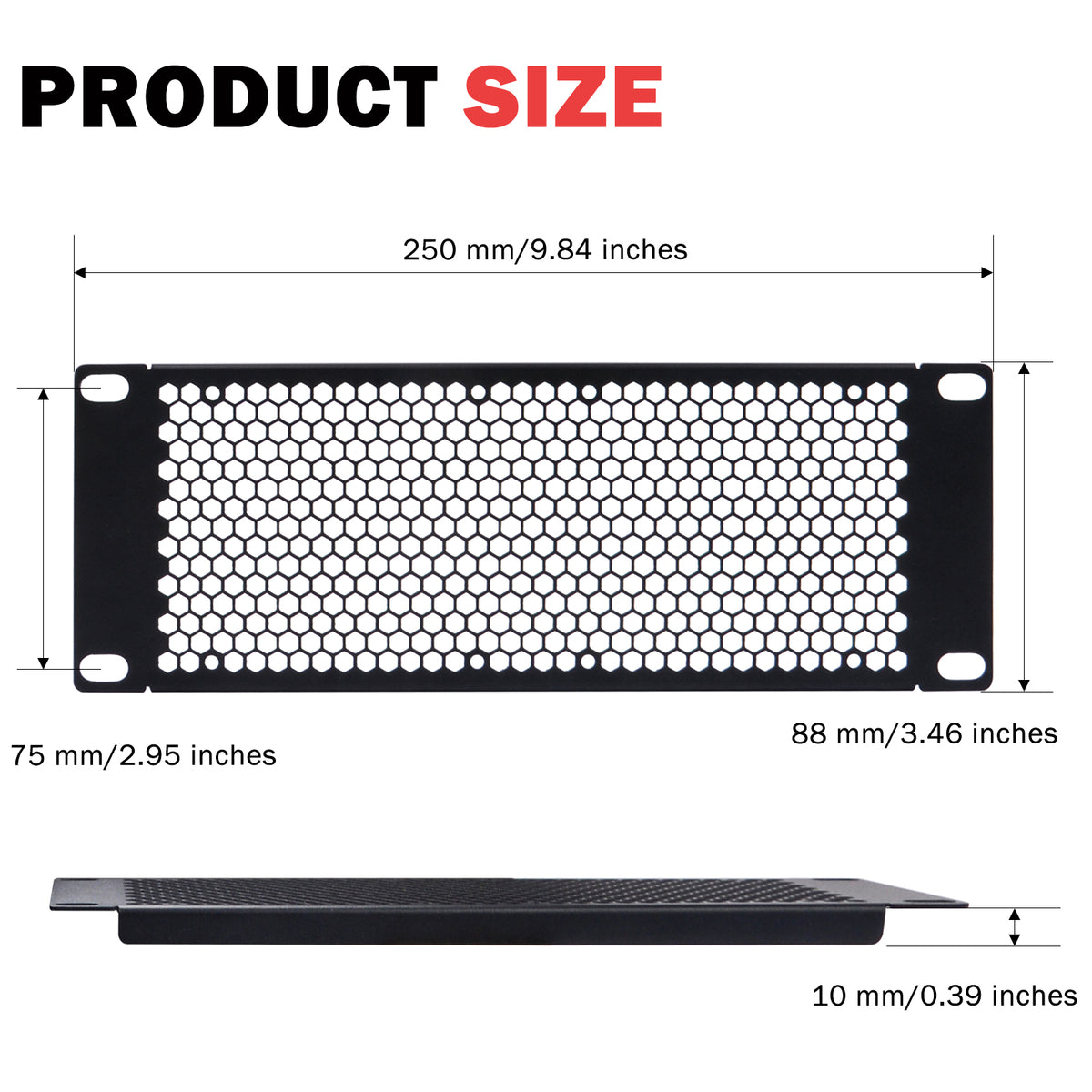 DeskPi Rackmate Accessories 10 inch 2U Rack Venting Blank Panel for T0/T1/T2 Server Rack/Network Cabinet