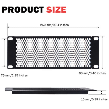 DeskPi Rackmate Accessories 10 inch 2U Rack Venting Blank Panel for T0/T1/T2 Server Rack/Network Cabinet