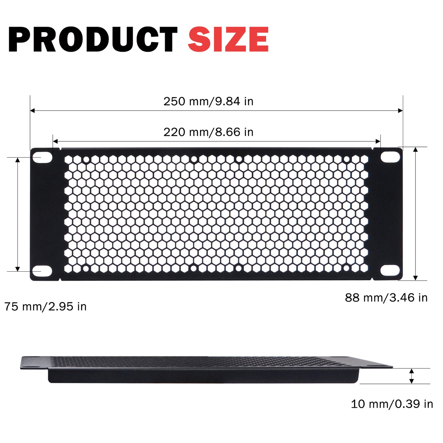 DeskPi Rackmate Accessories 10 inch 2U Rack Venting Blank Panel for T0/T1/T2 Server Rack/Network Cabinet