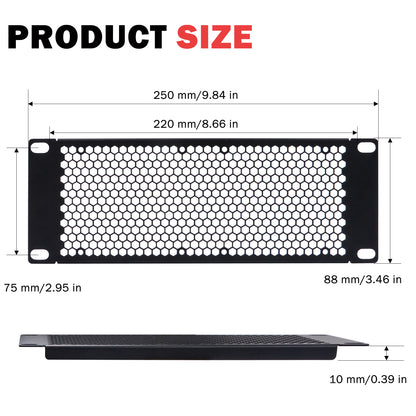 DeskPi Rackmate Accessories 10 inch 2U Rack Venting Blank Panel for T0/T1/T2 Server Rack/Network Cabinet