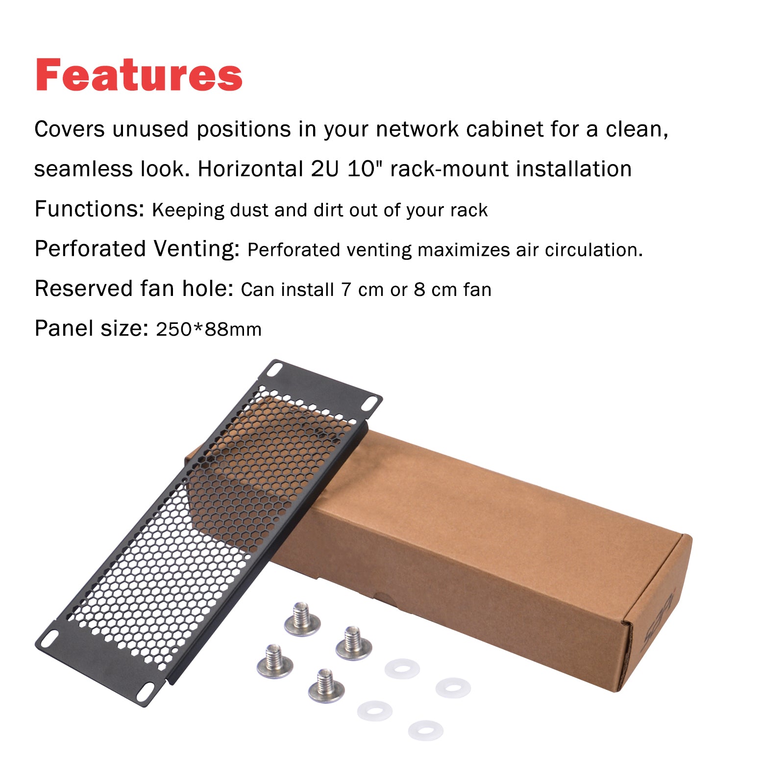 DeskPi Rackmate Accessories 10 inch 2U Rack Venting Blank Panel DeskPi Rackmate Accessories 10 inch 2U Rack Venting Blank Panel