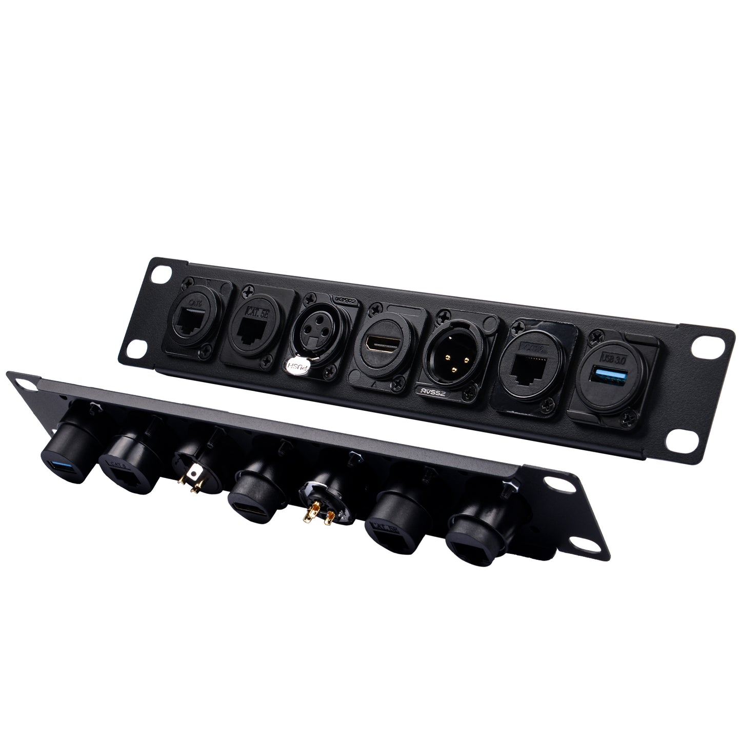 DeskPi Rackmate Accessories 10 inch 1U D-type Patch Panel Rack Mount 7D Rackmate XLR HDMI AV RJ45