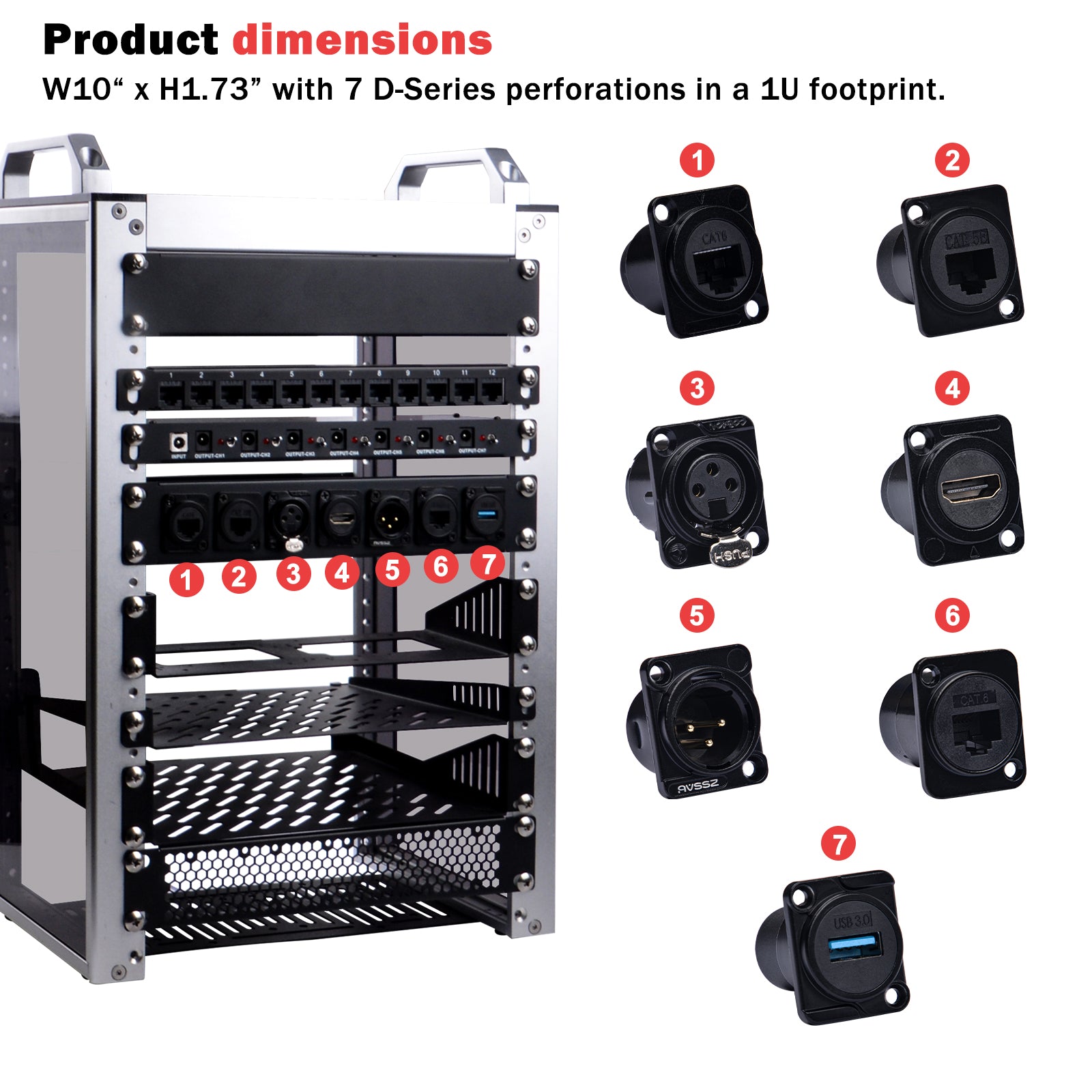 DeskPi Rackmate Accessories 10 inch 1U D-type Patch Panel Rack
