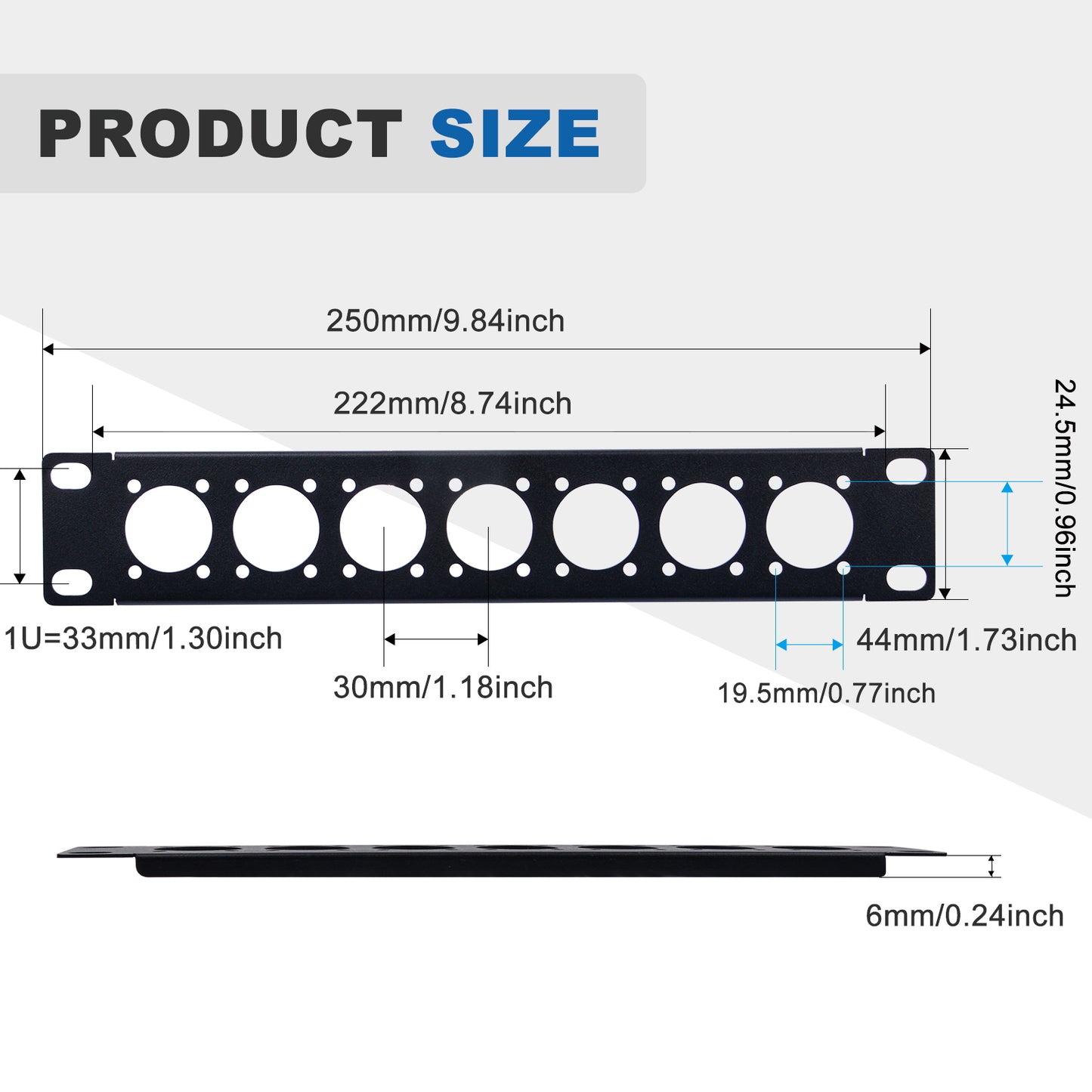 DeskPi Rackmate Accessories 10 inch 1U D-type Patch Panel Rack Mount 7D Rackmate XLR HDMI AV RJ45