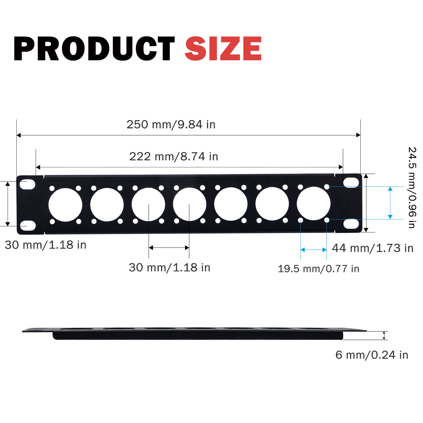 DeskPi Rackmate Accessories 10 inch 1U D-type Patch Panel Rack Mount 7D Rackmate XLR HDMI AV RJ45