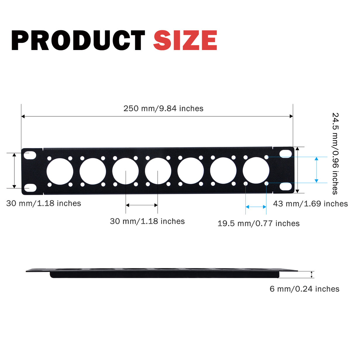 DeskPi Rackmate Accessories 10 inch 1U D-type Patch Panel Rack Mount 7D Rackmate XLR HDMI AV RJ45