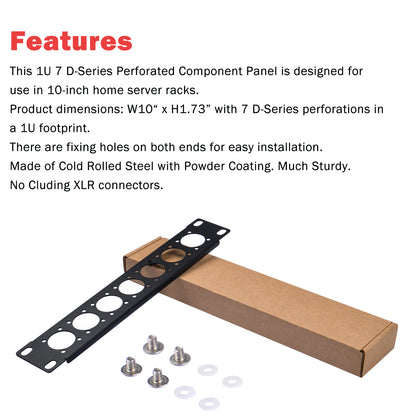 DeskPi Rackmate Accessories 10 inch 1U D-type Patch Panel Rack Mount 7D Rackmate XLR HDMI AV RJ45