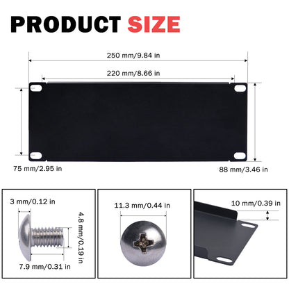 DeskPi RackMate Accessories 2U Blank Panel for 10 inch Server Rack / Network Cabinet