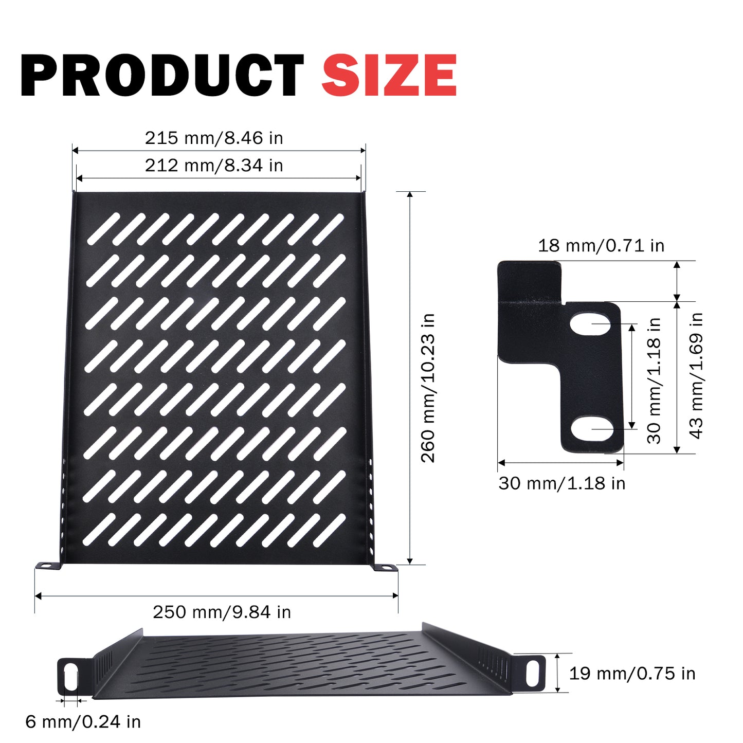DeskPi RackMate T2 Accessories 0.5U Rack Shelf for T2 Server Rack/ Network Cabinet