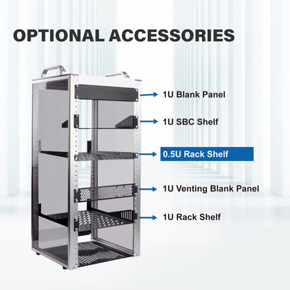 DeskPi RackMate T2 Accessories 0.5U Rack Shelf for Server Rack/Network Cabinet