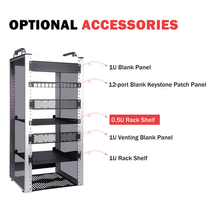 DeskPi RackMate T2 Accessories 0.5U Rack Shelf for T2 Server Rack/ Network Cabinet