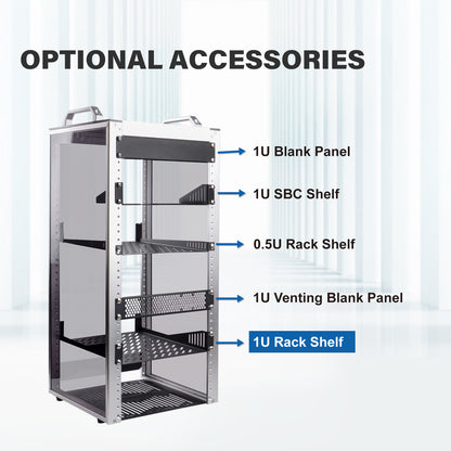 DeskPi RackMate T2 Accessories 1U Rack Shelf for 12U Server Rack/Network Cabinet