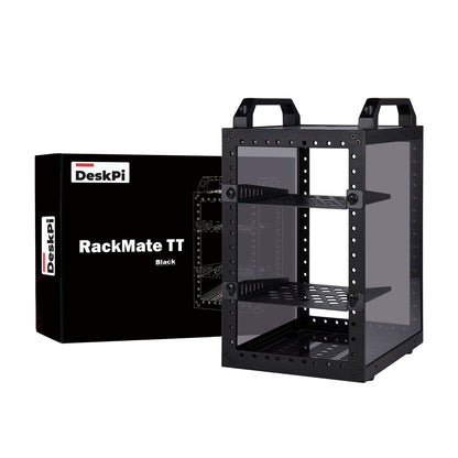 DeskPi RackMate TT-Black Rackmount, Mini Server Cabinet for Mini PC, Network, Servers, Audio, and Video Equipment