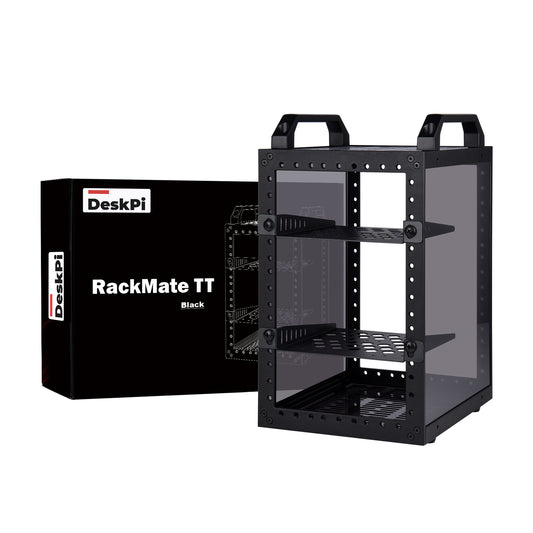 DeskPi RackMate TT-Black Rackmount, Mini Server Cabinet for Mini PC, Network, Servers, Audio, and Video Equipment