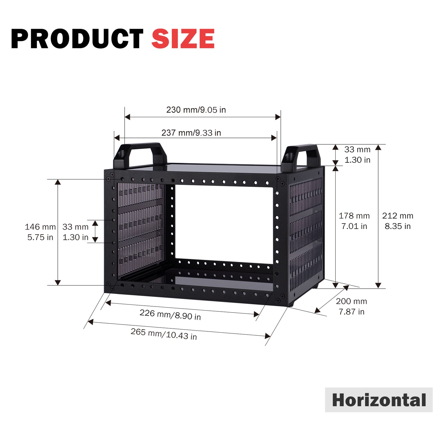 DeskPi RackMate TT-Black Rackmount, Mini Server Cabinet for Mini PC, Network, Servers, Audio, and Video Equipment