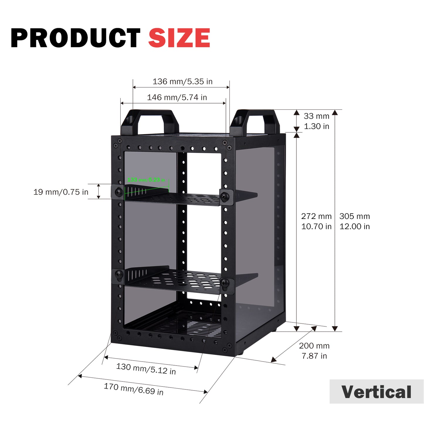 DeskPi RackMate TT-Black Rackmount, Mini Server Cabinet for Mini PC, Network, Servers, Audio, and Video Equipment
