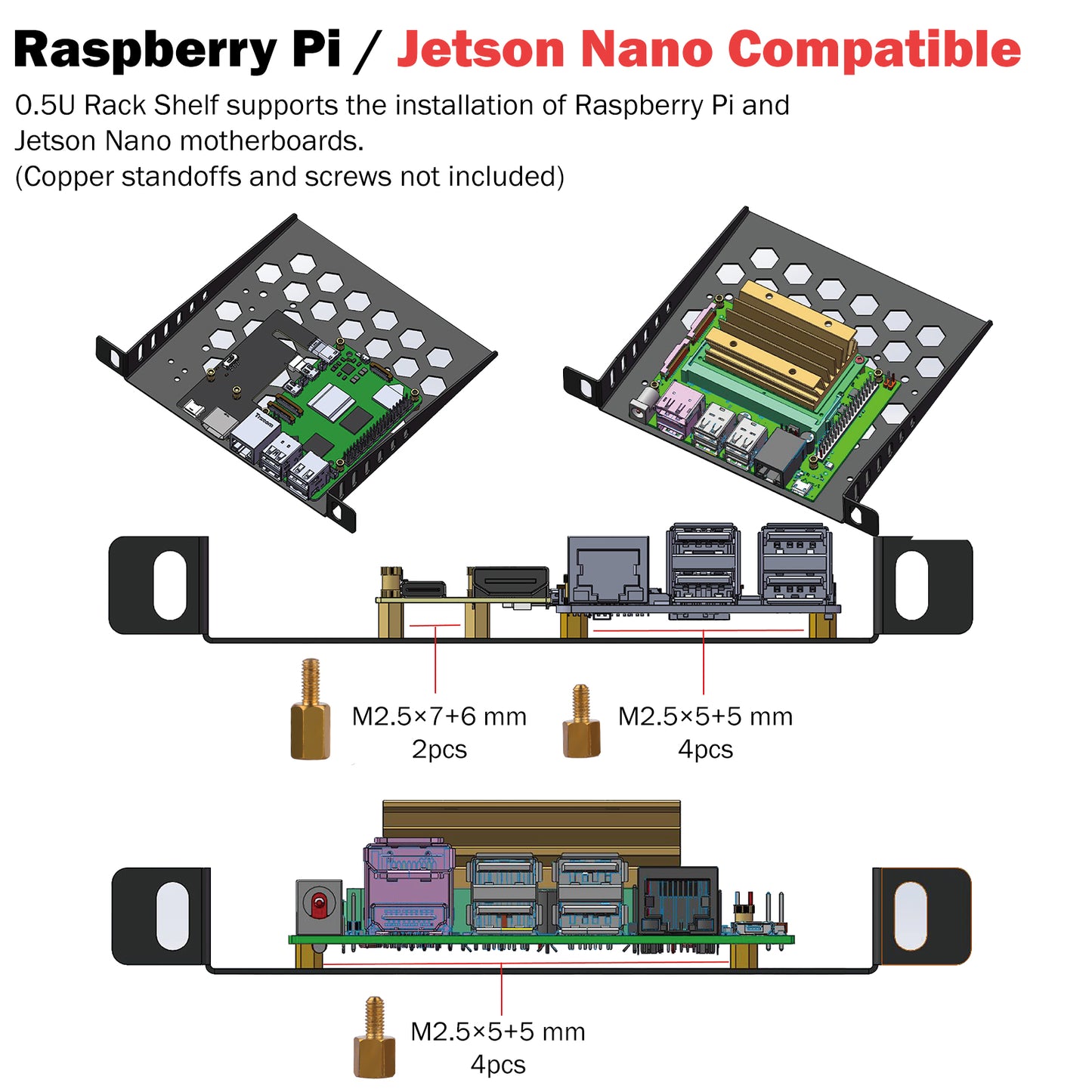 DeskPi RackMate TT-Black Rackmount, Mini Server Cabinet for Mini PC, Network, Servers, Audio, and Video Equipment