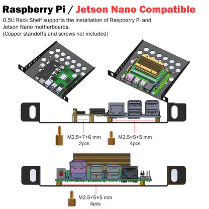 DeskPi RackMate TT-Black Rackmount, Mini Server Cabinet for Mini PC, Network, Servers, Audio, and Video Equipment