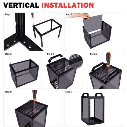 DeskPi RackMate TT-Black Rackmount, Mini Server Cabinet for Mini PC, Network, Servers, Audio, and Video Equipment