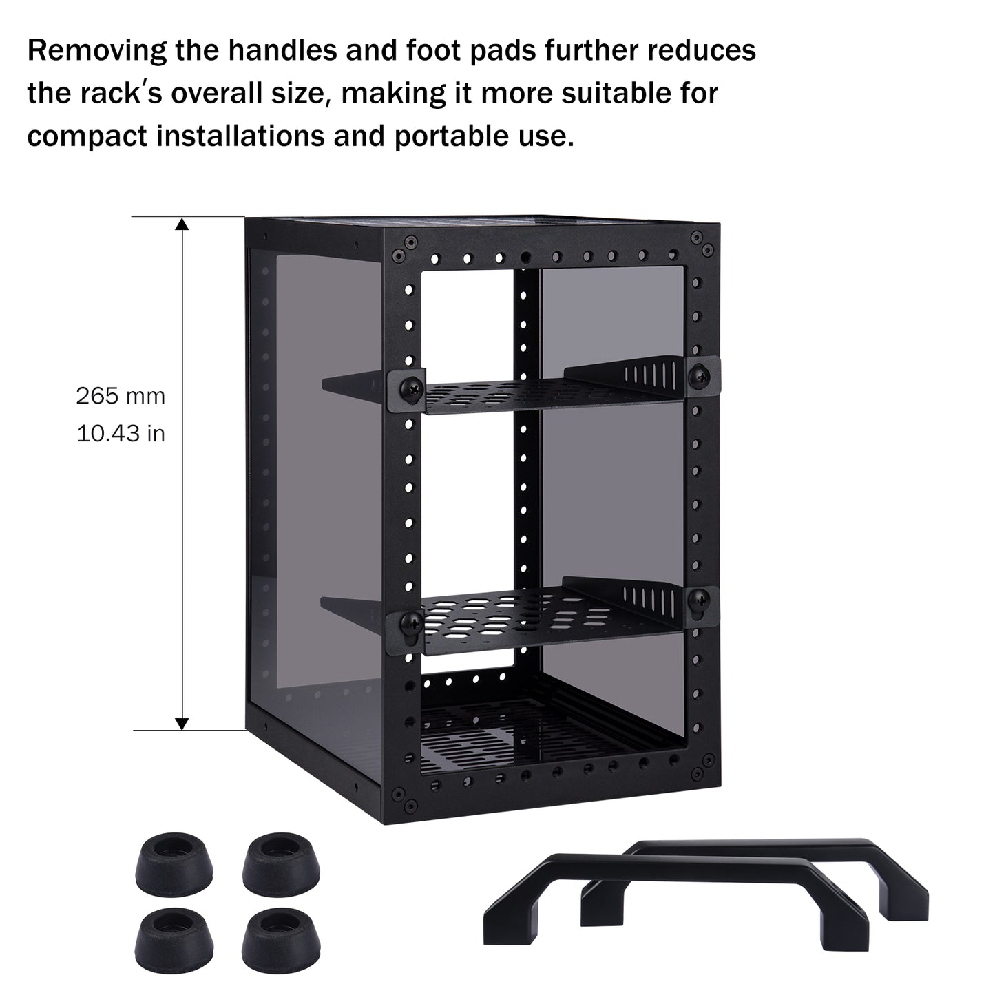 DeskPi RackMate TT-Black Rackmount, Mini Server Cabinet for Mini PC, Network, Servers, Audio, and Video Equipment