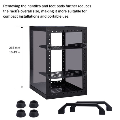 DeskPi RackMate TT-Black Rackmount, Mini Server Cabinet for Mini PC, Network, Servers, Audio, and Video Equipment