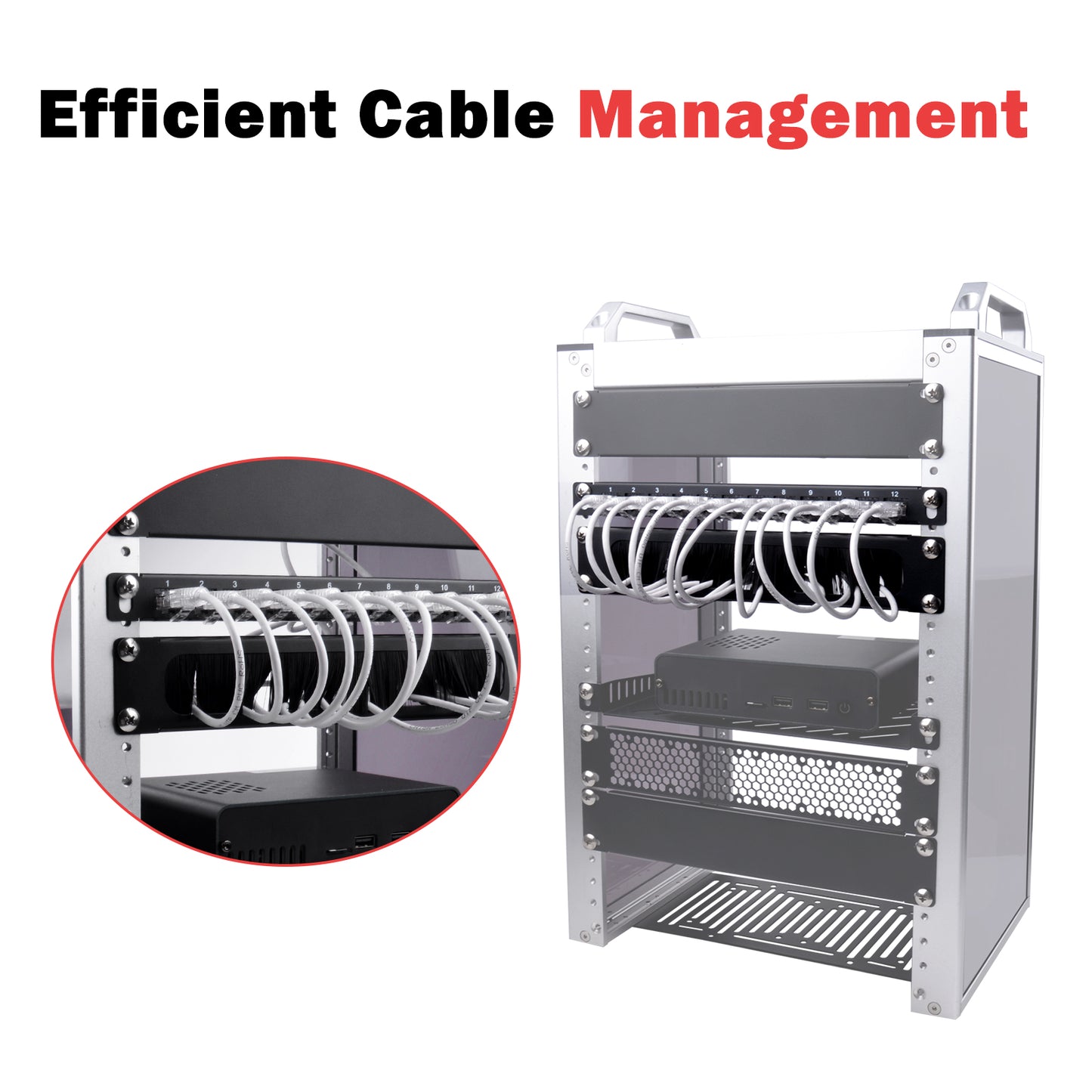 DeskPi RackMate Accessories 1U Rack Cable Entry Panel with Brush Strip for T0/T1/T2 Server Cabinet