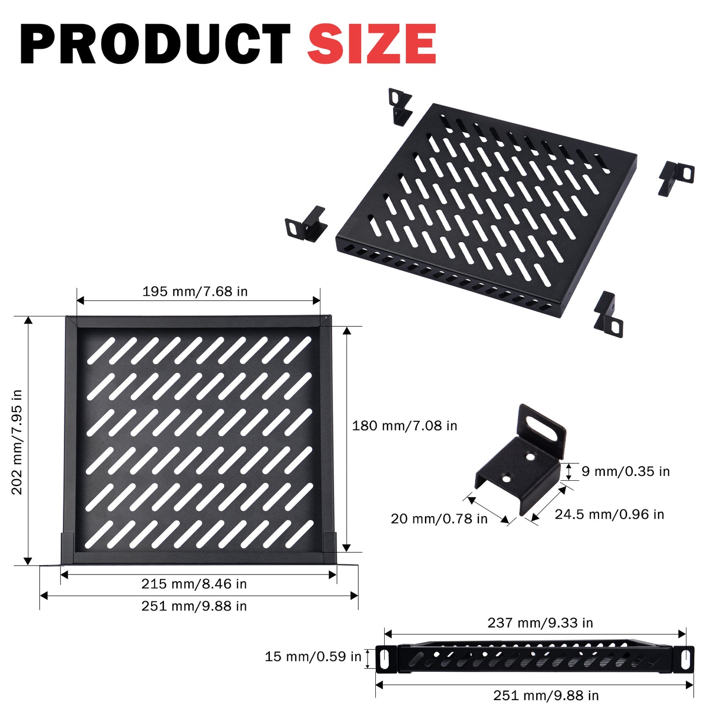 DeskPi RackMate 10-inch 0.5U Heavy Duty Rack Shelf for T0/T1 Server Cabinet