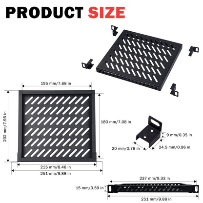 DeskPi RackMate 10-inch 0.5U Heavy Duty Rack Shelf for T0/T1 Server Cabinet