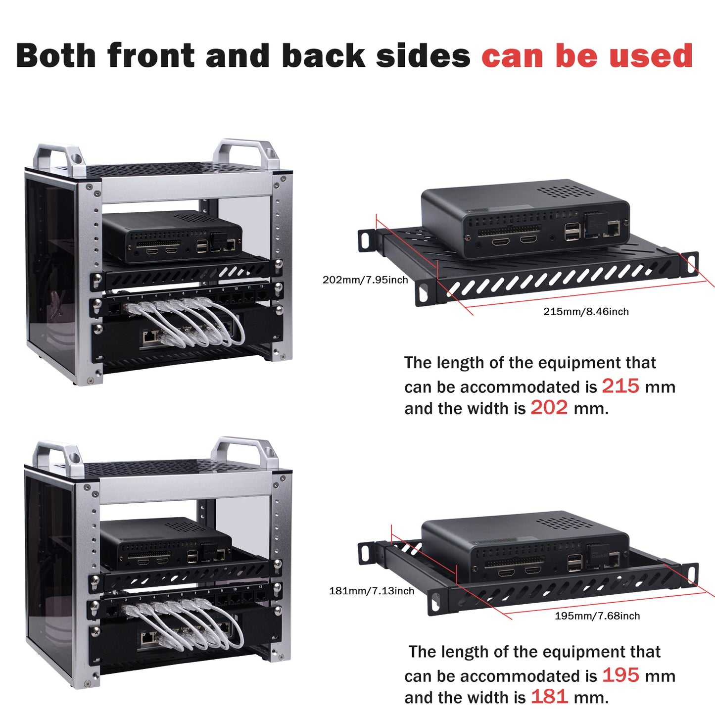 DeskPi RackMate 10-inch 0.5U Heavy Duty Rack Shelf for T0/T1 Server Cabinet