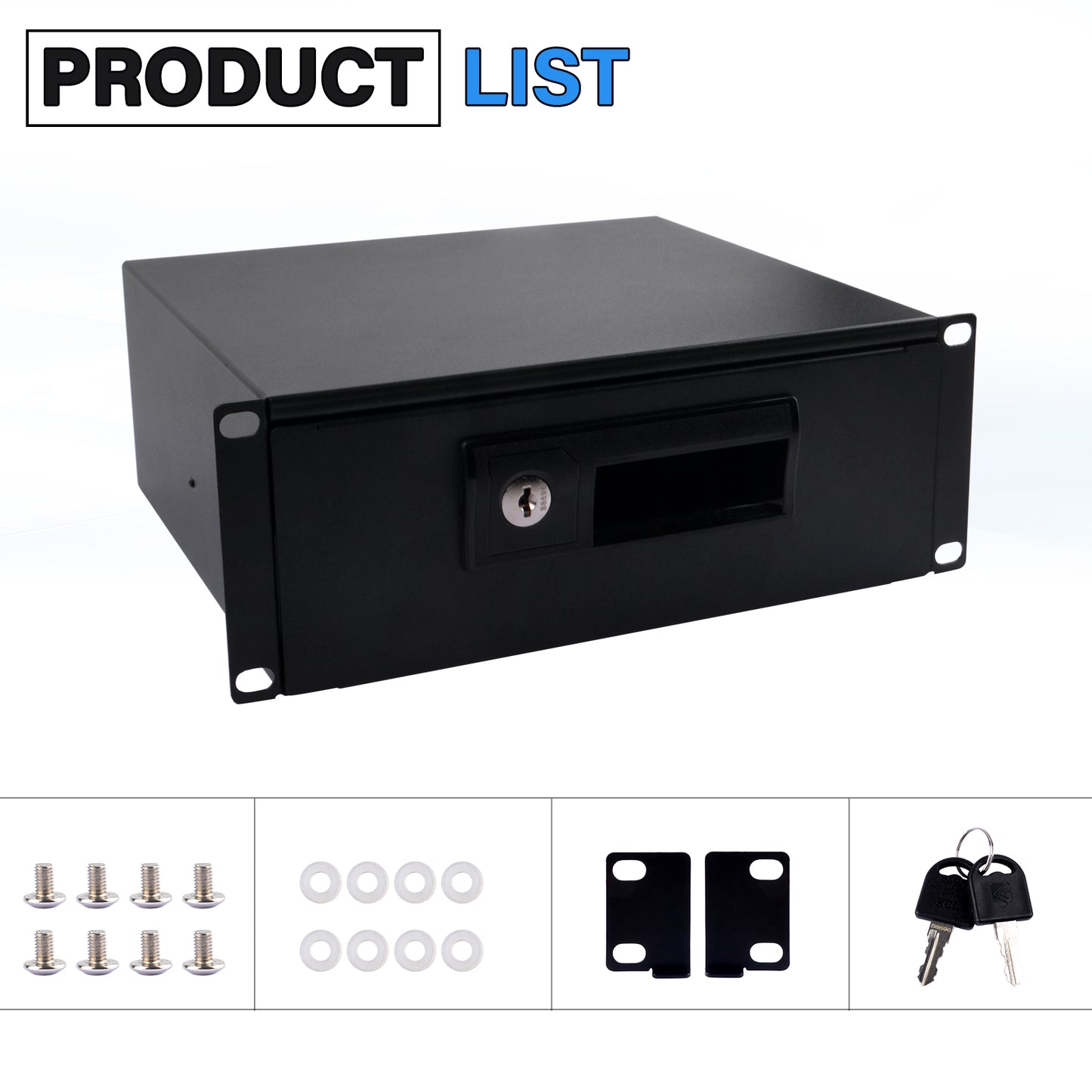 DeskPi RackMate 10-inch 2U Rackmount Drawer with Locks and Keys for T0/T1 Server Cabinets