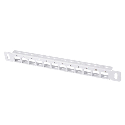 DeskPi Rackmate 12 Port Blank Keystone Patch Panel, White 10 inch 0.5U Cable Management Rack for T0/T1/T2 Server Cabinets