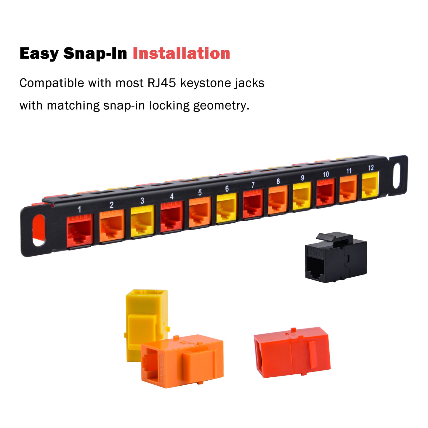 DeskPi Rackmate Accessories 10inch 12 Port Blank Keystone Patch Panel, Cable Management Rack for T0/T1/T2 Server Cabinets