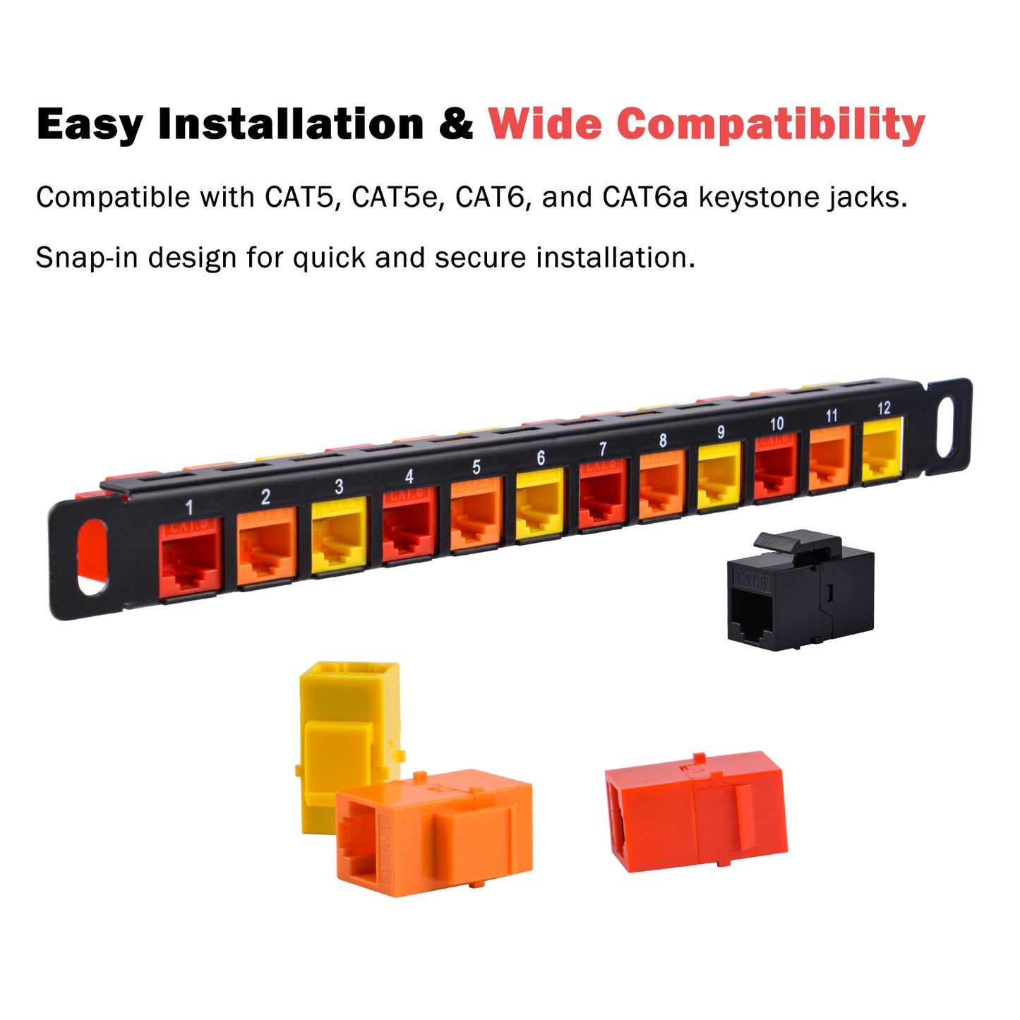 DeskPi Rackmate Accessories 10inch 12 Port Blank Keystone Patch Panel, Cable Management Rack for T0/T1/T2 Server Cabinets