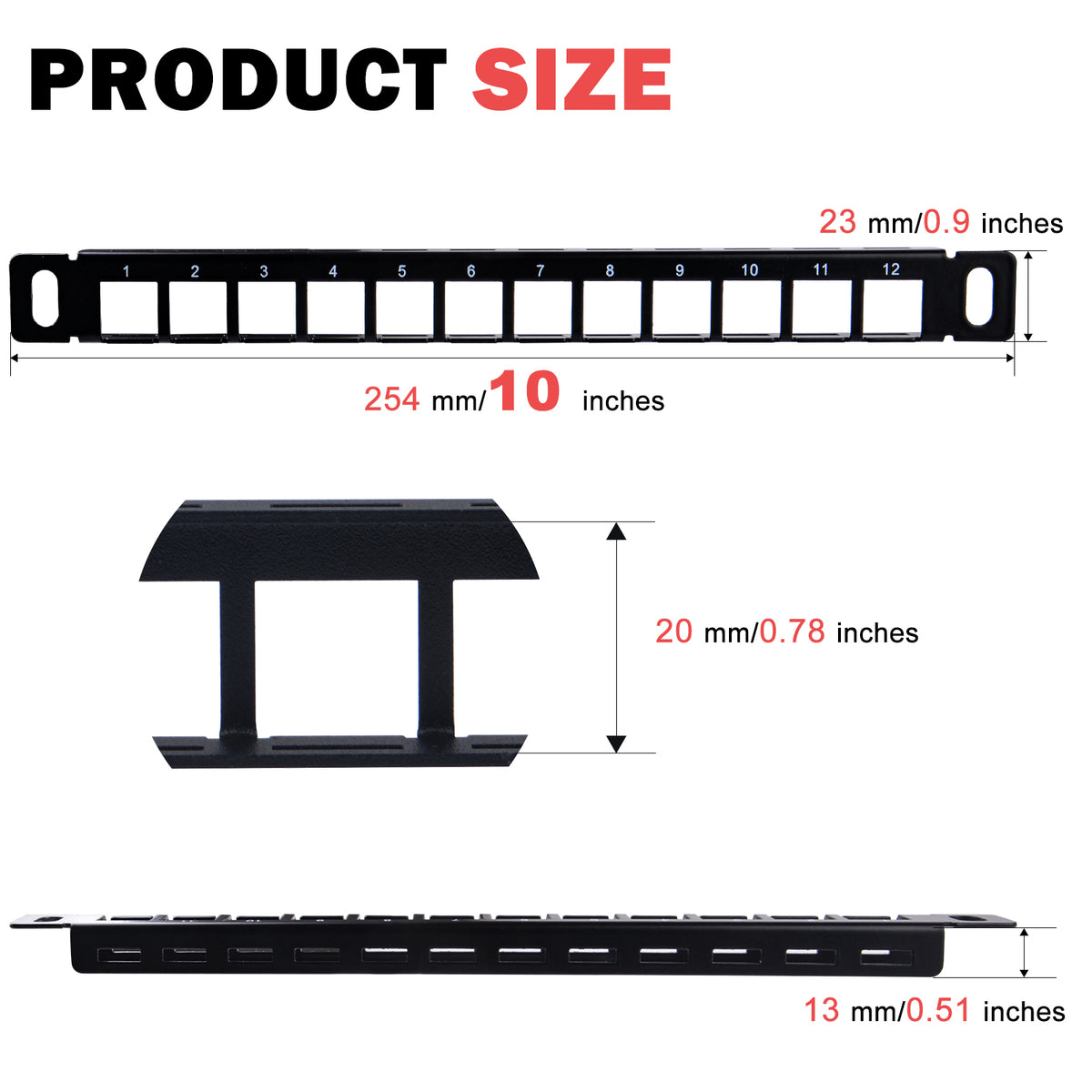 DeskPi Rackmate Accessories 10inch 12 Port Blank Keystone Patch Panel, Cable Management Rack for T0/T1/T2 Server Cabinets