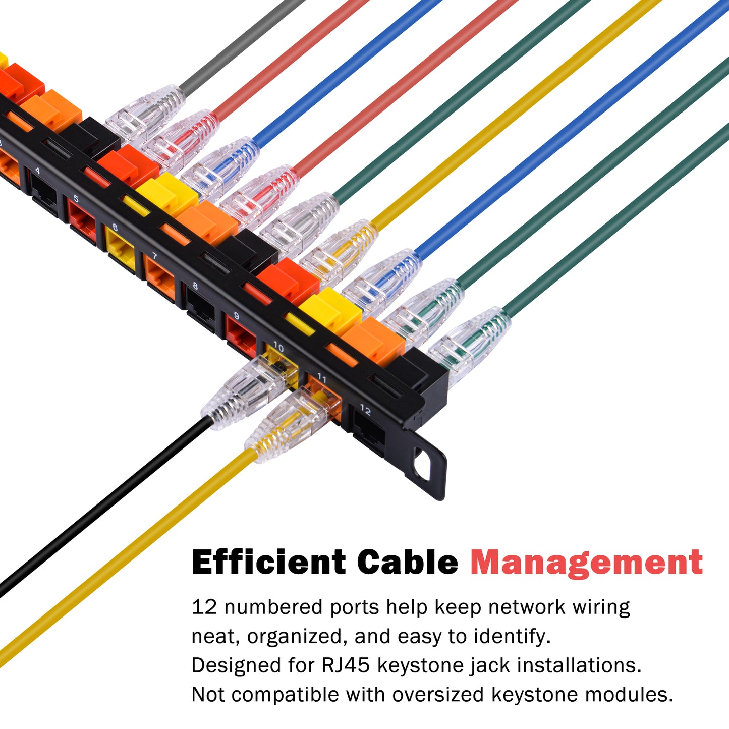 DeskPi Rackmate Accessories 10inch 12 Port Blank Keystone Patch Panel, Cable Management Rack for T0/T1/T2 Server Cabinets