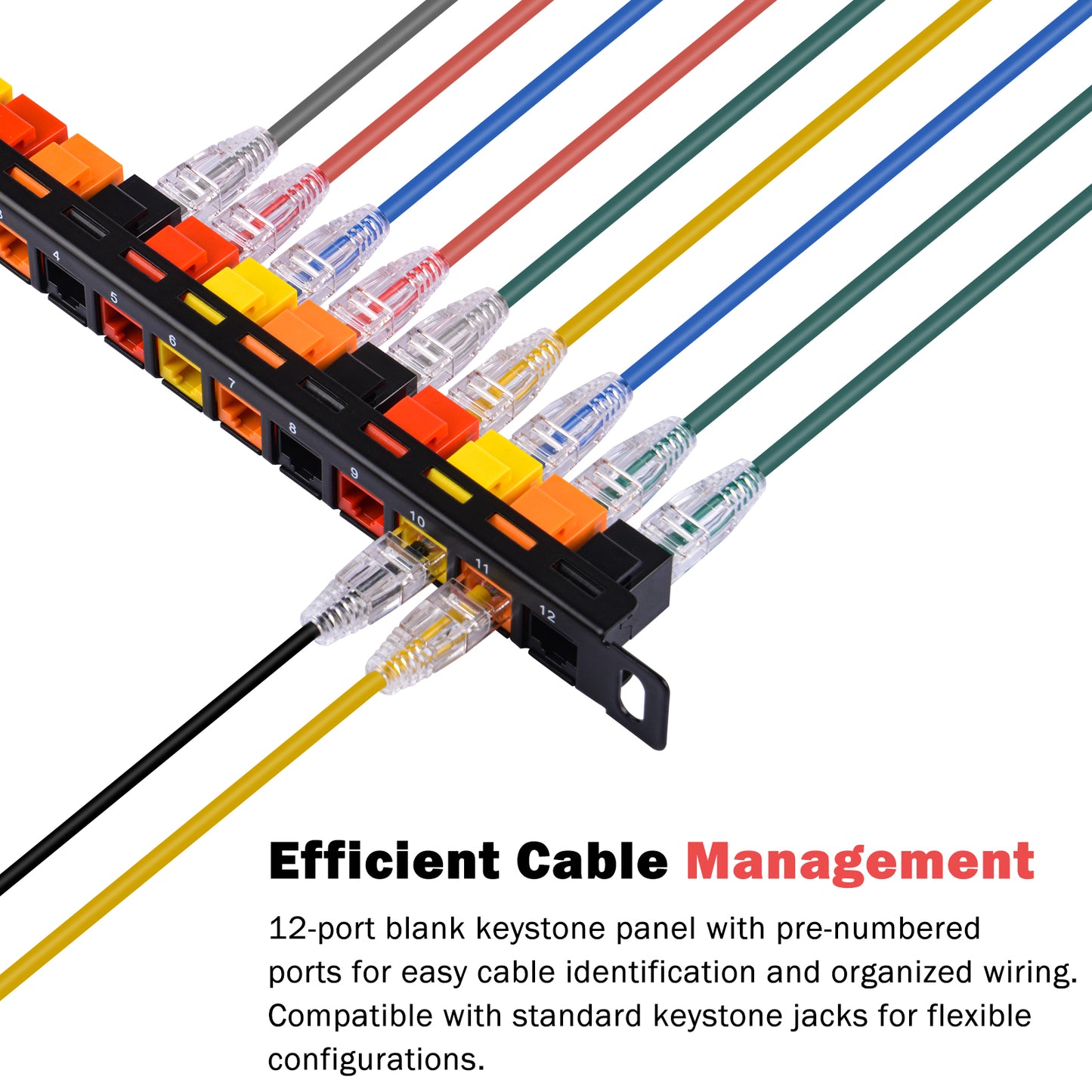 DeskPi Rackmate Accessories 10inch 12 Port Blank Keystone Patch Panel, Cable Management Rack for T0/T1/T2 Server Cabinets