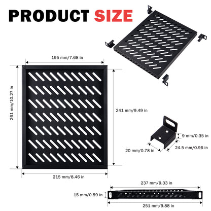 DeskPi RackMate Accessories 10-inch 0.5U Heavy Duty Rack Shelf for T2 Server Cabinet