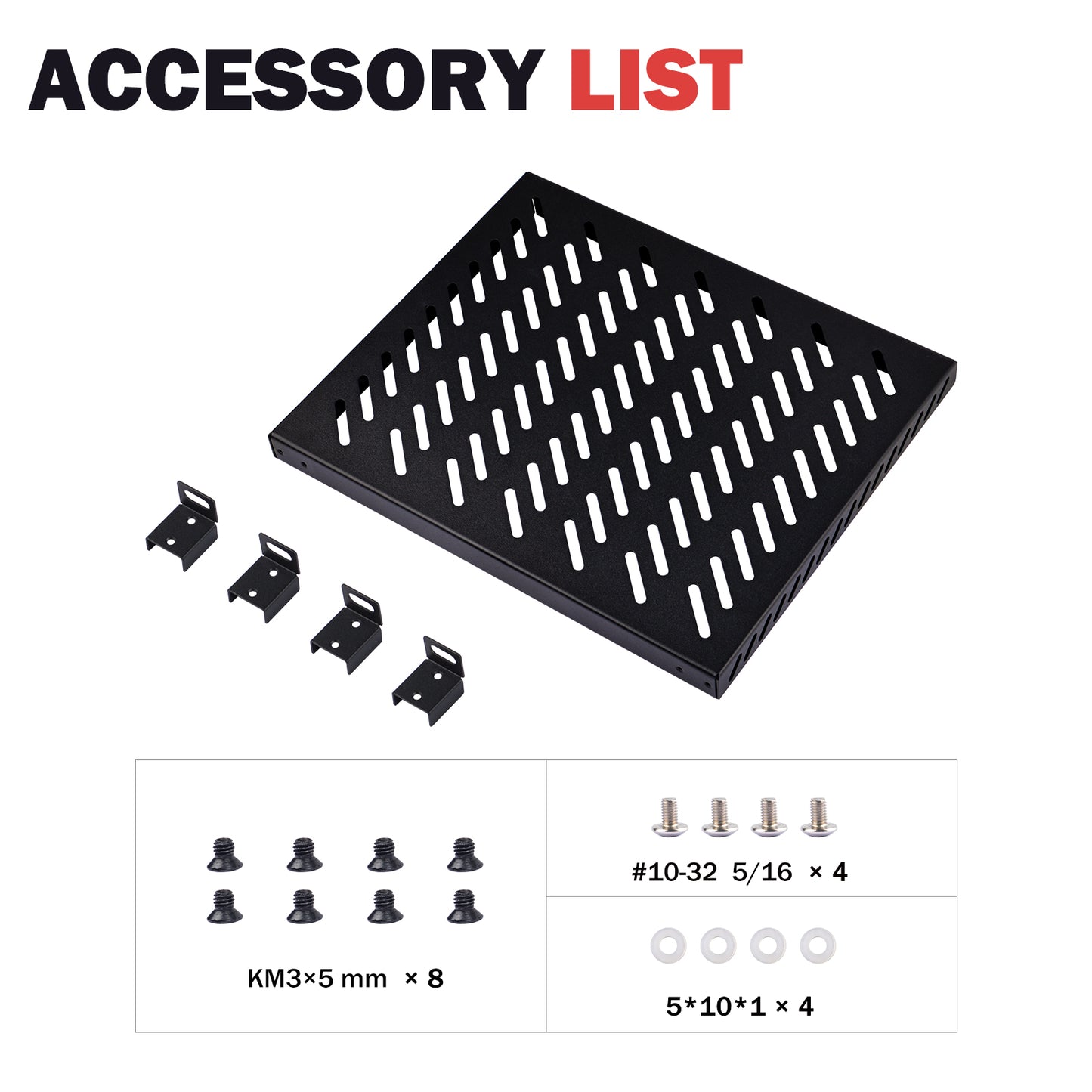 DeskPi RackMate Accessories 10-inch 0.5U Heavy Duty Rack Shelf for T2 Server Cabinet