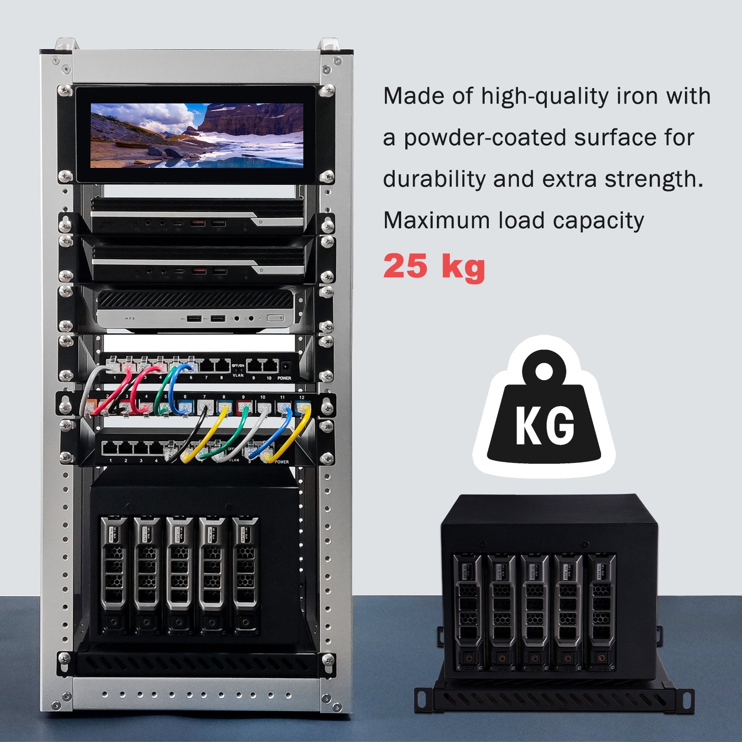 DeskPi RackMate Accessories 10-inch 0.5U Heavy Duty Rack Shelf for T2 Server Cabinet
