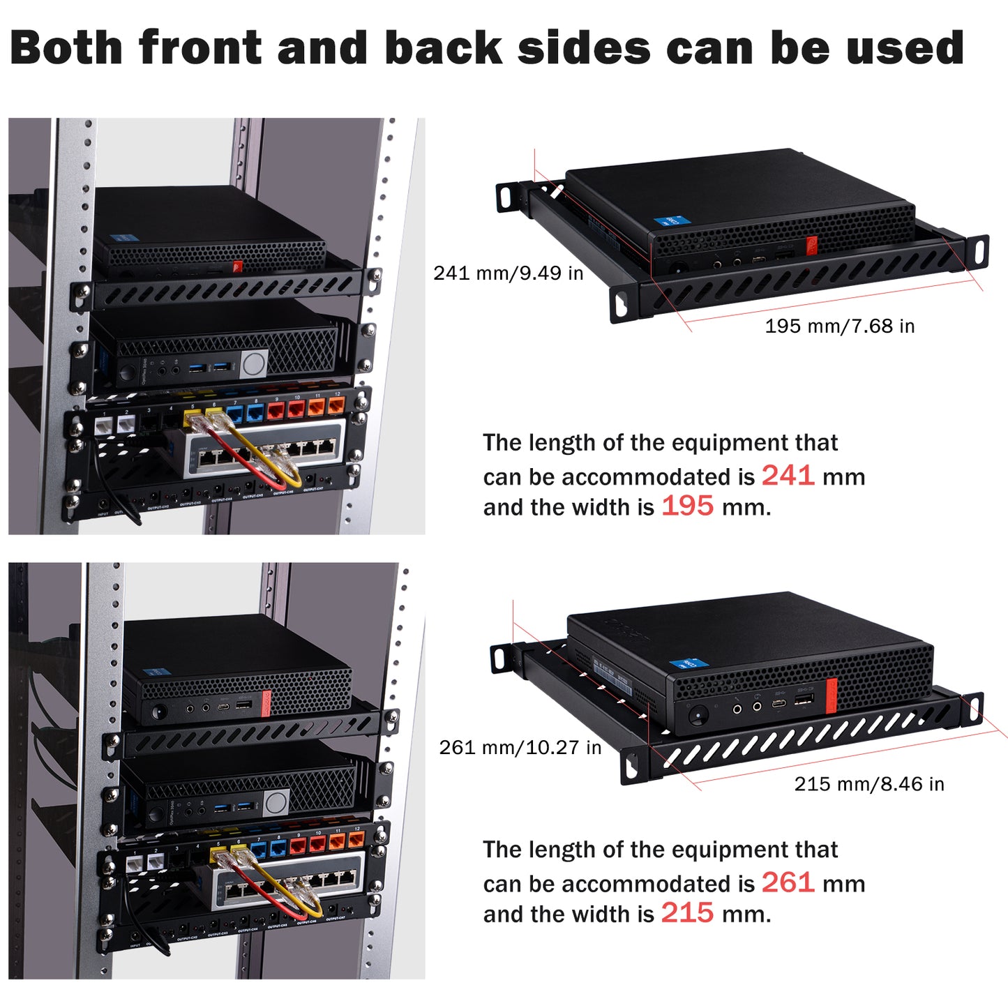 DeskPi RackMate Accessories 10-inch 0.5U Heavy Duty Rack Shelf for T2 Server Cabinet