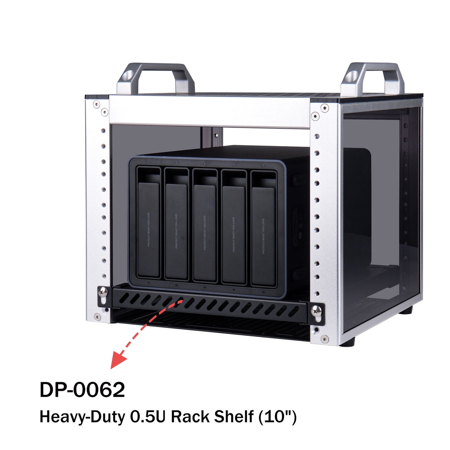 DeskPi RackMate Accessories 10-inch 0.5U Heavy Duty Rack Shelf for T2 Server Cabinet