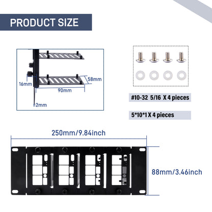 DeskPi Rackmate Accessories 10 inch 2U Rackmount for Raspberry Pi5/4B, supports Installation of T0/T1/T2