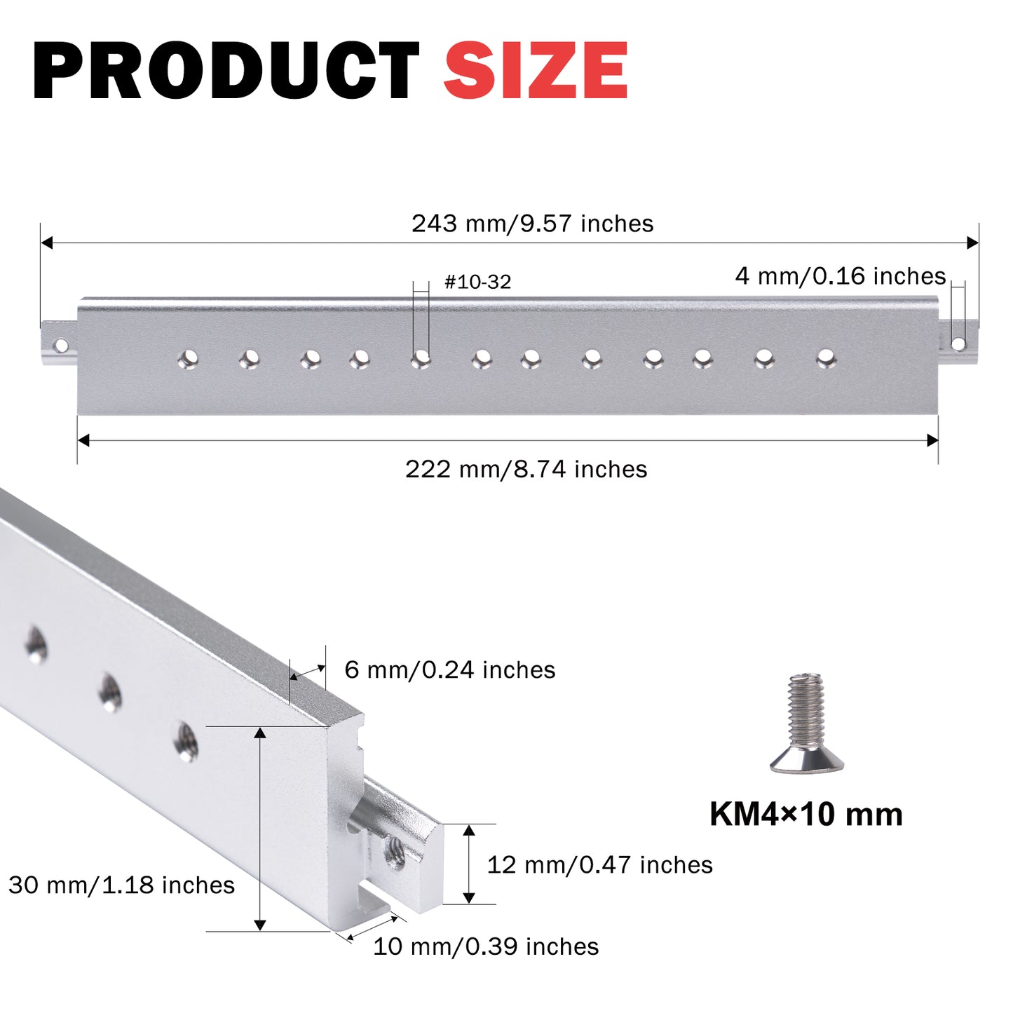 DeskPi Rackmate Accessories 10 inch Aluminum Crossbar with Pre-Drilled Screw Holes for T0/T1/T2 Server Cabinet